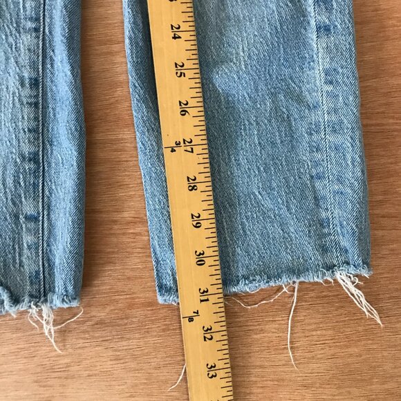 Madewell Perfect Vintage Crop Jean Women size 25P Blue Distressed Raw Hem Grunge - Picture 6 of 14